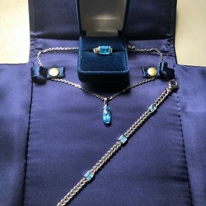 Blue Topaz necklace, ring and bracelet